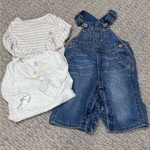 GAP Blue Denim Overalls with White & Cream Tops